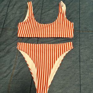 Stripped orange and white bikini